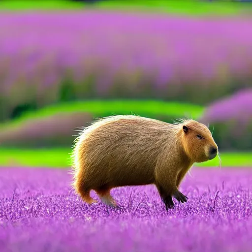 Image similar to “photorealistic capybara performing tai chi, hd, centered, sharp focus, octane render, trending on art station, wildflower field background, highly detailed, high quality”