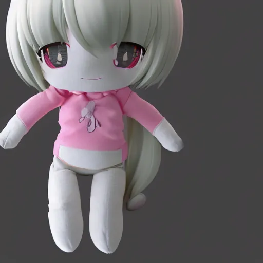 Prompt: cute fumo plush of a girl who is just about fed up with your shit, black and white and pink, vray