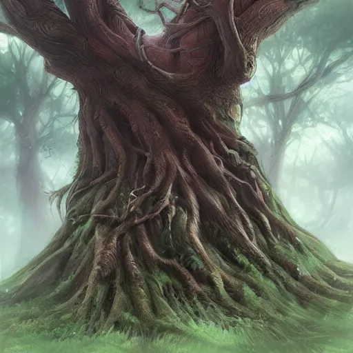 Prompt: A very detailed large tree ent creature protecting the forest, Charlie Bowater art style, digital fantasy portrait