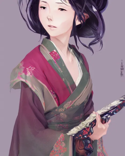 Image similar to A full-body anime portrait of Ssunbiki as a beautiful woman wearing a kimono from Skyrim, by Stanley Artgerm Lau, WLOP, Rossdraws, James Jean, Andrei Riabovitchevy, Marc Simonetti, and Sakimichan, trending on artstation