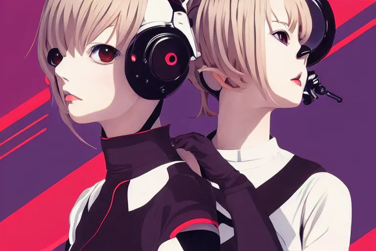 Image similar to last exile, ilya kuvshinov illustration colorful anime portrait of reol's album cover sigma, murata range, fine detail, perfect anime face, dramatic lighting, dynamic composition, moody, vivid, fine stippled lighting, grain, art deco, cel shading, rich texture, yoshinari yoh, takashi murakami