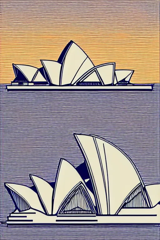 Prompt: minimalist boho style art of colorful sydney opera at sunrise, illustration, vector art