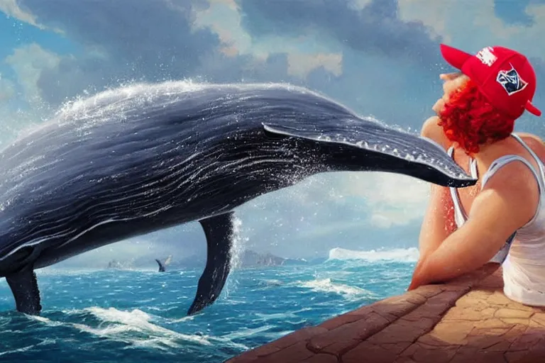 Image similar to a whale who loves patrick mahomes and the nfl by greg rutkowski, rossdraws, gil elvgren, enoch bolles, anime, very coherent