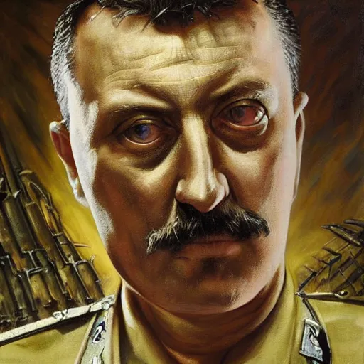 Prompt: Portrait of Igor Ivanovich Strelkov while he is calling for war total mobilization, photo-realistic, color image, 2K, highly detailed, bodyhorror by H.R.Giger