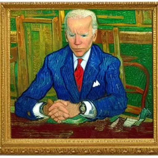 Prompt: joe biden, by van gogh,