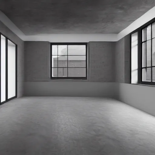 Prompt: render of a minimalistic studio loft, caustics