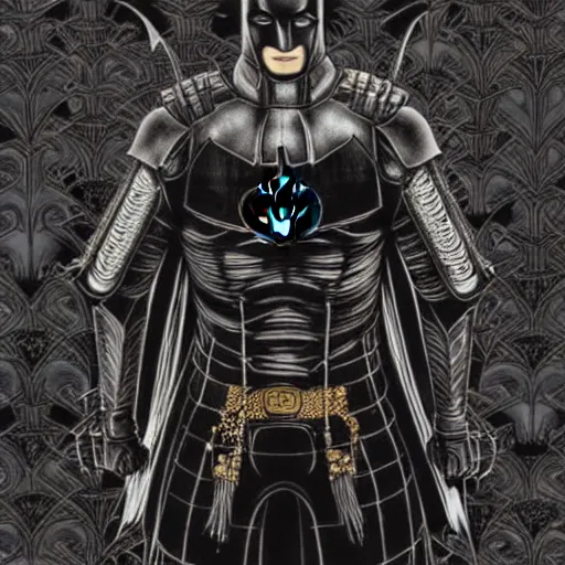 Image similar to black matte metal samurai batman batman batman android, ((dark fantasy)), dark, moody, broody, evil :: by Martine Johanna and and (Chie Yoshii) and Casey Weldon and Guillermo del toro :: ornate, dynamic, particulate, rich colors, intricate, elegant, highly detailed, centered, artstation, smooth, sharp focus, octane render, 3d