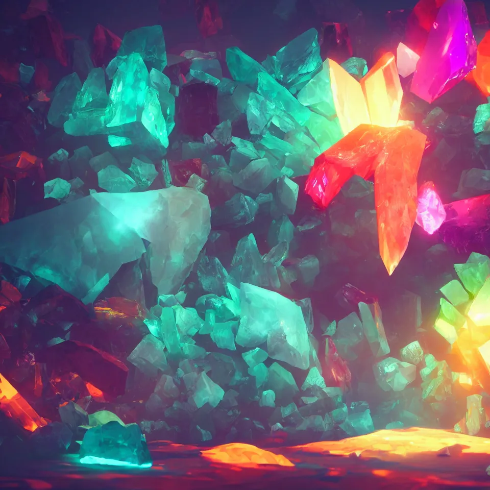 Prompt: a single crystal, colorful by greg rutkowski, digital art, octane render, 4k, unreal engine