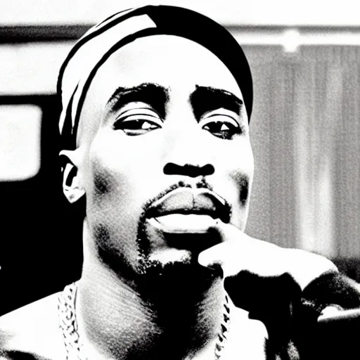 Image similar to Tupac Shakur, screenshot from a 2012s anime