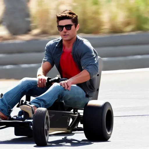 Image similar to zac efron racing a go kart