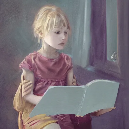 Image similar to a girl reading a book, portrait, by wlop
