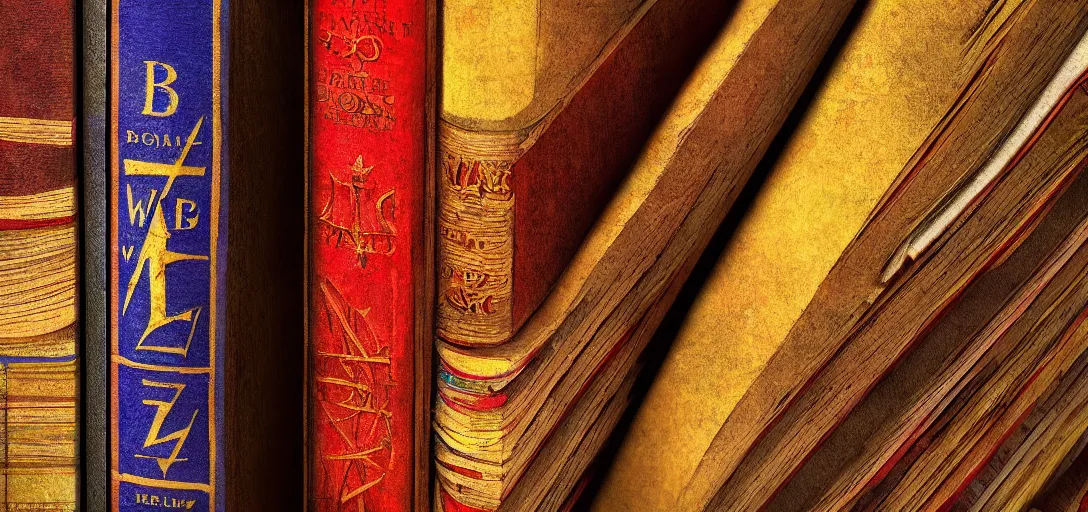 Image similar to close up of a wizard\'s bookshelf, colorful, rule of thirds, award winning, extreme detail, photorealistic digital art, trending on artstation