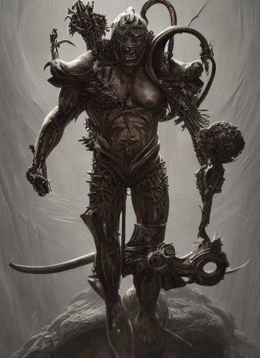 Prompt: demigod demolisher, physically accurate, moody dynamic lighting, very very intricate, very very elegant, highly detailed, digital painting, artstation, HR GIGER, Hieronymus Bosch, Francis Bacon, concept art, smooth, very beautiful, sharp focus, illustration, art by artgerm and greg rutkowski and alphonse mucha