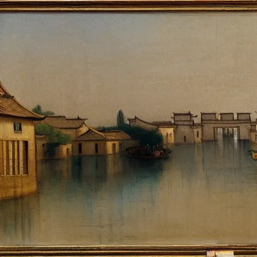 Image similar to wuzhen of china impressionism style by j. m. w. turner, c. 1 8 2 7