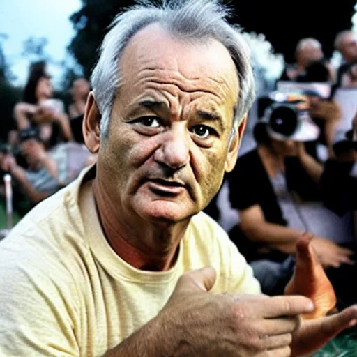 Image similar to bill murray saves the world, award winning press photo