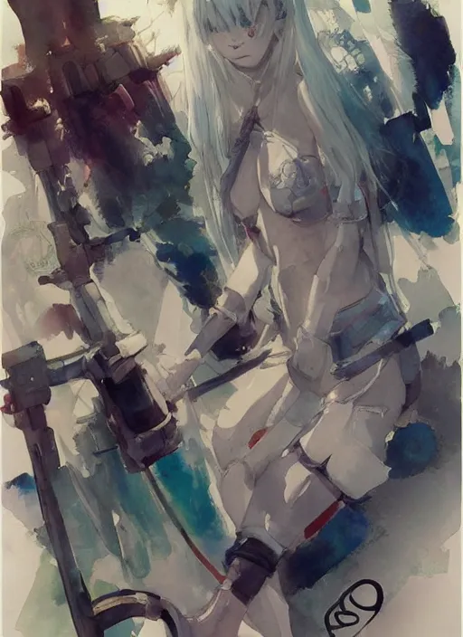 Image similar to concept art of comiket cosplay, pinterest, artstation trending, behance, watercolor, by coby whitmore, silver, laser light,