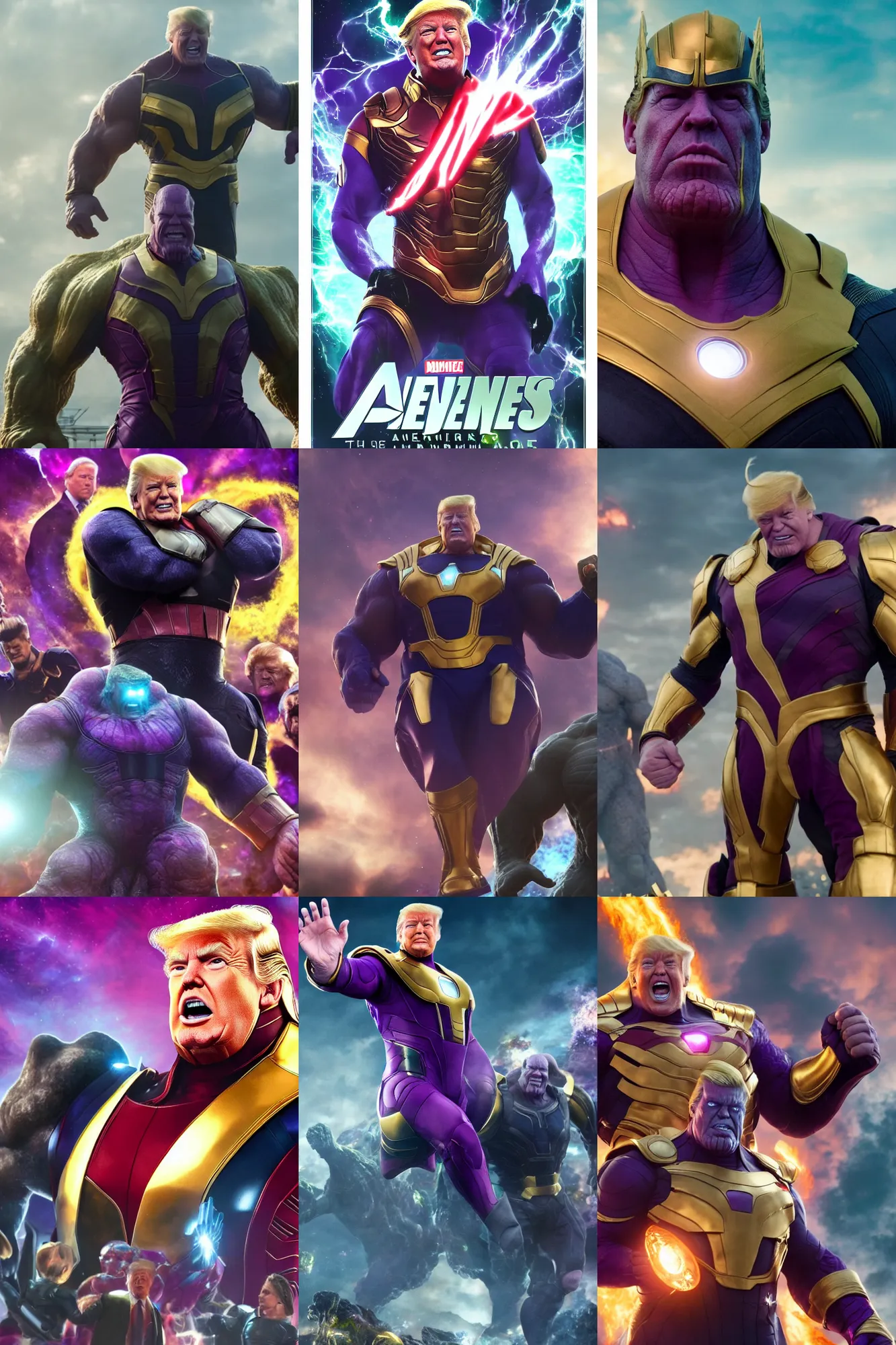 Prompt: Donald Trump as Thanos, The Avengers, 4k
