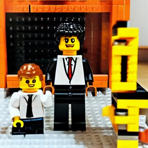 Prompt: “ pulp fiction by tarantino, constructed with lego. ”