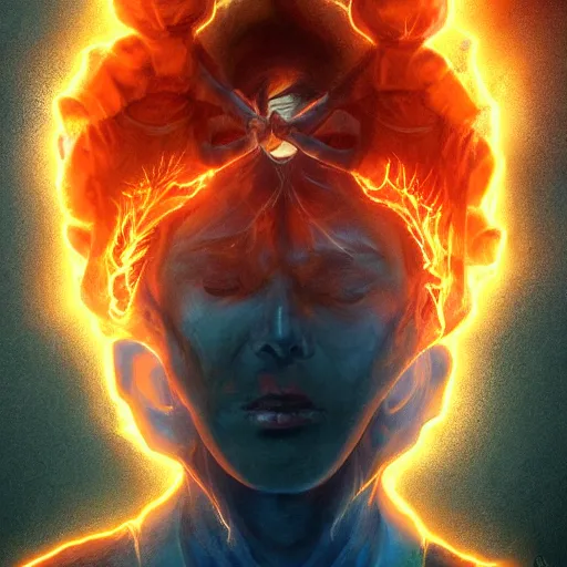 Prompt: a stunning portrait of a young human wizard, forming a burning hand spell, digital art 4 k trending on artstation