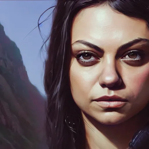 Image similar to highly detailed portrait, mila kunis, in gta v, stephen bliss, unreal engine, fantasy art by greg rutkowski, loish, rhads, ferdinand knab, makoto shinkai and lois van baarle, ilya kuvshinov, rossdraws, tom bagshaw, global illumination, radiant light, detailed and intricate environment