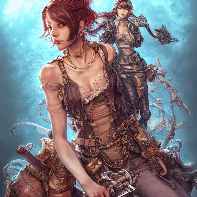 Image similar to the portrait of chaotic neutral female rogue as absurdly beautiful, gorgeous, elegant, innocent young woman, an ultrafine hyperdetailed illustration by kim jung gi, irakli nadar, intricate linework, bright colors, octopath traveler, final fantasy, unreal engine 5 highly rendered, global illumination, radiant light, detailed and intricate environment