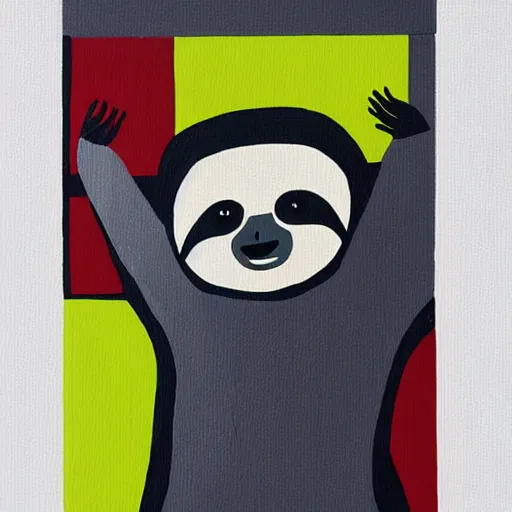 Prompt: a cute sloth, bauhaus style painting