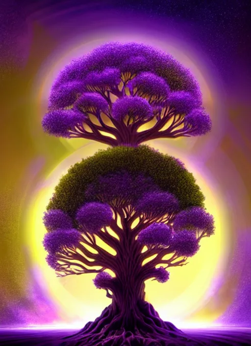 Image similar to high depth, collective civilization tree, calm, healing, resting, life, hybrids, scifi, glowing lights, published concept art, art in the style of all and none and everything and infinity