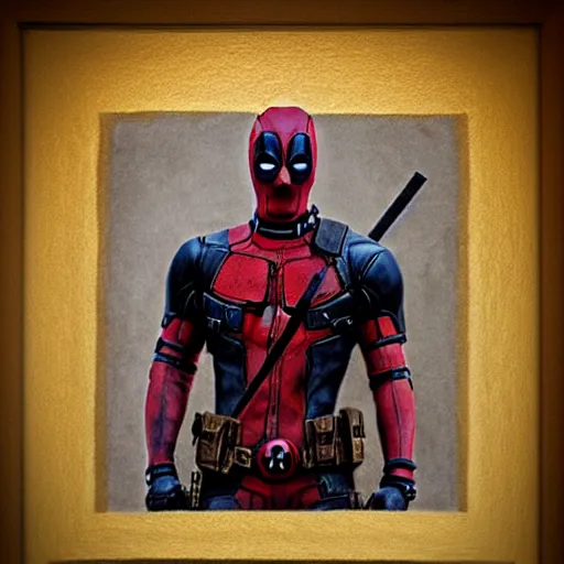 Image similar to Deadpool painted by Leonardo da Vinci hyper realistic 4K quality