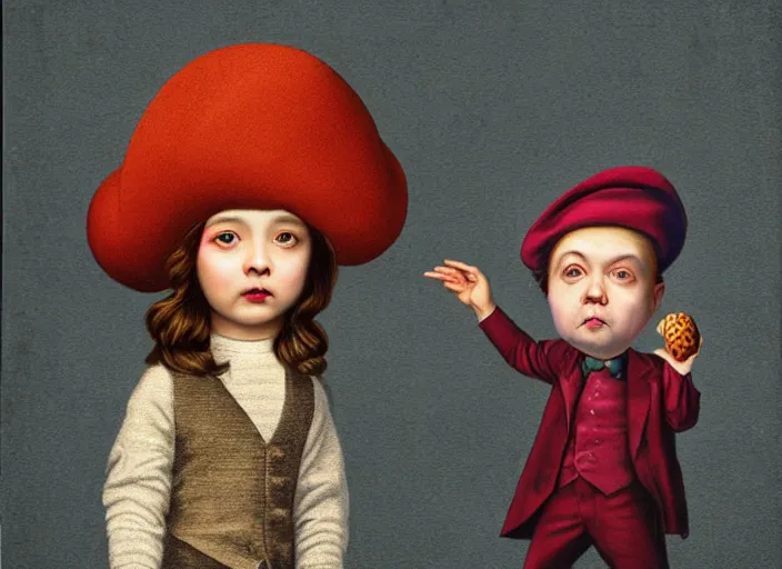 Image similar to a peanut wearing beret and suit, lowbrow, matte painting, 3 - d highly detailed, in the style of mark ryden,