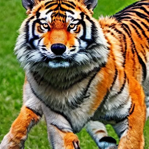 Image similar to half wolf, half tiger