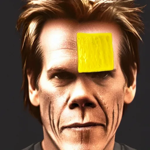 Image similar to kevin bacon face wrapped inside a cheeseburger