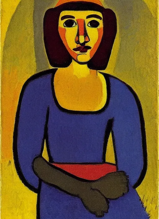 Image similar to a portrait of a pretty sewer punk young lady by alexej von jawlensky