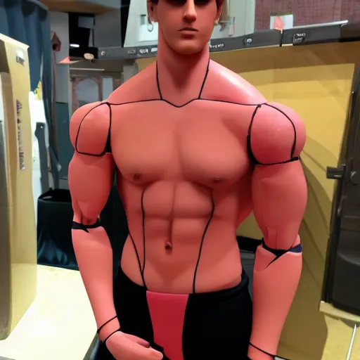 Image similar to muscular buff life sized ken doll also as a male android