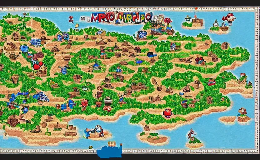 Prompt: real life super mario world map