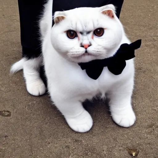 Image similar to scottish fold wearing a tuxedo