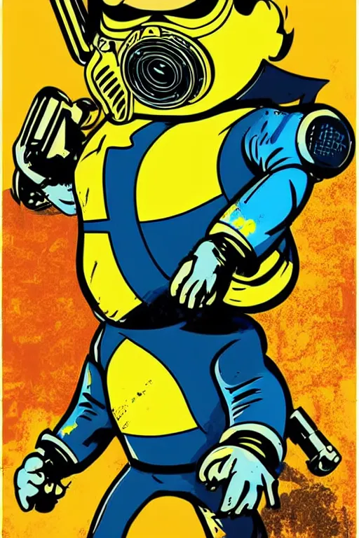 Image similar to fallout 7 6 retro futurist illustration art by butcher billy, sticker, colorful, illustration, highly detailed, simple, smooth and clean vector curves, no jagged lines, vector art, smooth andy warhol style