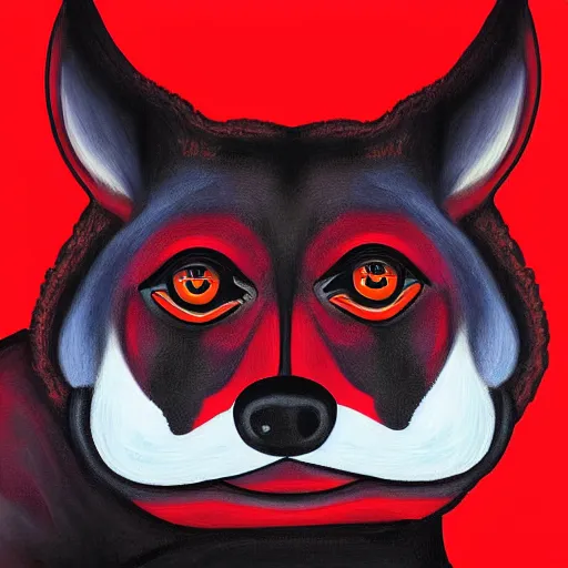 Image similar to zoomorphic a red face wolf, pepe the frog like face, digital painting, ultra sharp, by gary cook