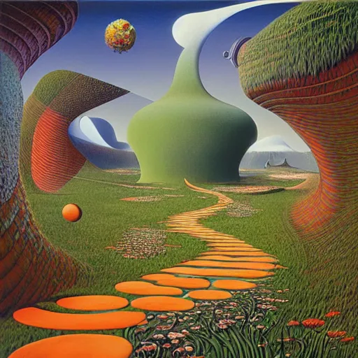 Image similar to the path less taken by jacek yerka, roger dean and salvadore dali w - 7 6 8