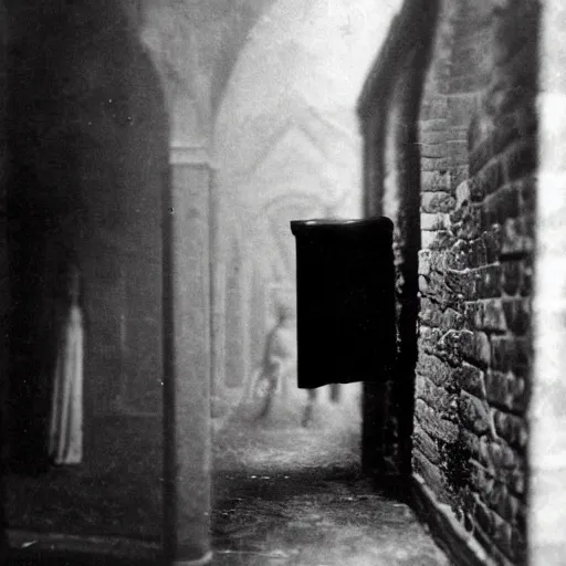 Image similar to pareidolia mysterious dark figure beautiful old photo