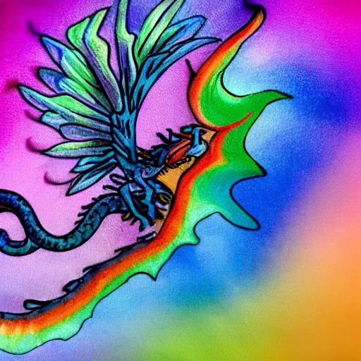 Prompt: multi color smoke with the small outstretched ribbed wings and head of a fairytale dragon, billowy smoke, 8 k, 4 k