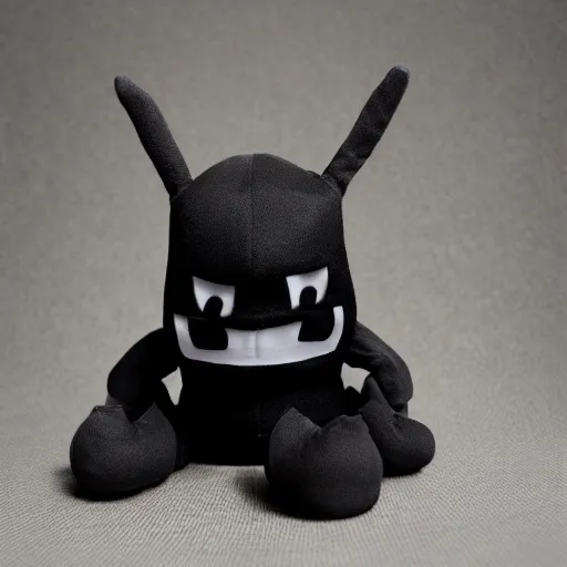 Prompt: cute fumo plush of a shadow ninja boy made from vantablack, vray