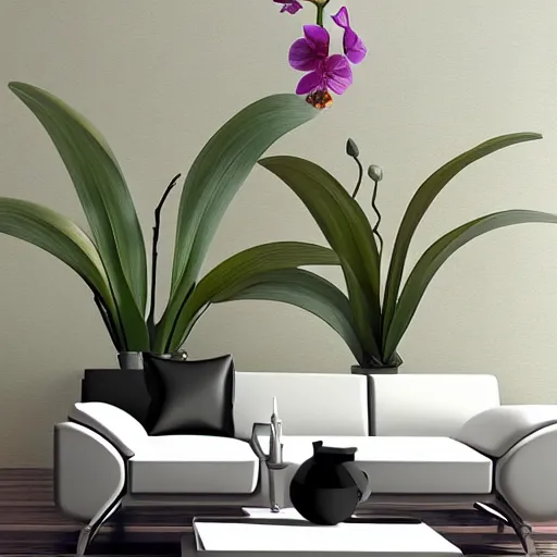 Image similar to giant orchid in forrest, highly detailed, photorealistic