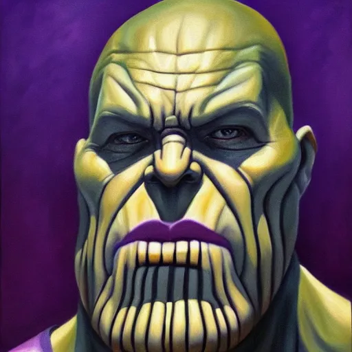 Prompt: photorealistic, oil painting of thanos