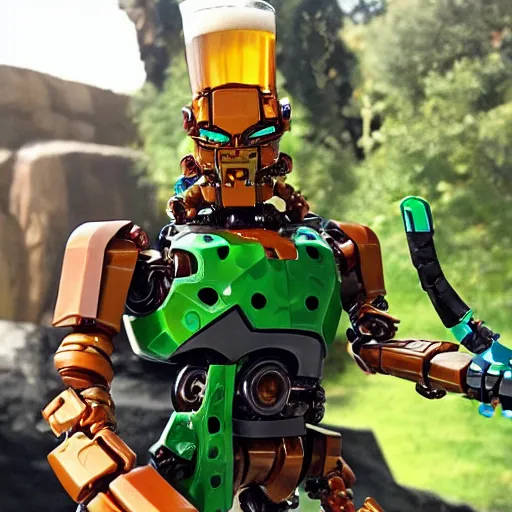 Image similar to bionicle and beer in the hand