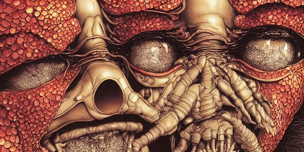 Image similar to closeup of insect man, by yoichi hatakenaka, masamune shirow, josan gonzales and dan mumford, ayami kojima, takato yamamoto, barclay shaw, karol bak