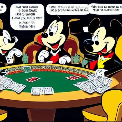 Image similar to ducks are playing poker, poker table is in outer space, walt disney comics style