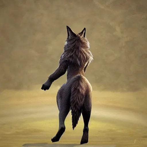 Prompt: fantasy art of a noble werefox walking upright, photorealistic