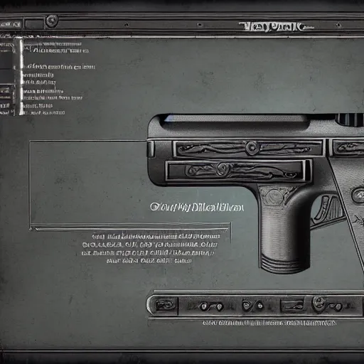 Prompt: heavy magical Pistol blueprint