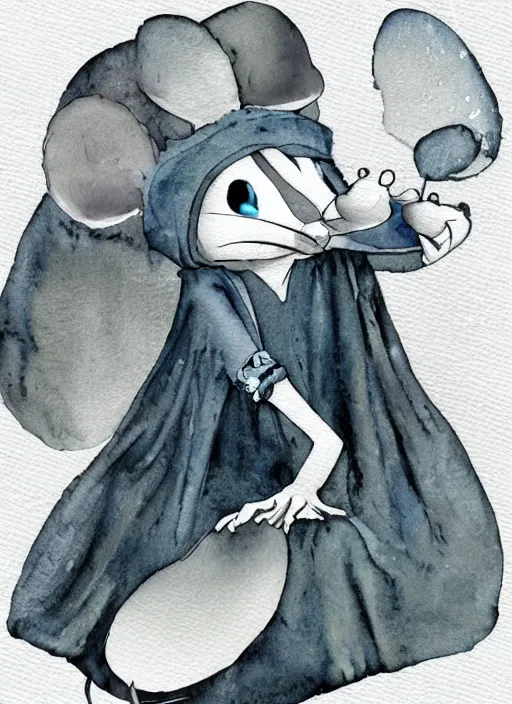 Image similar to a watercolor ink painting of the selfless female anthropomorphic mouse midwife. her wardrobe is complicated trending on artstation deviantart pinterest furaffinity hyper detailed photorealistic highlights and shadow hd 8 k post - processing high resolution