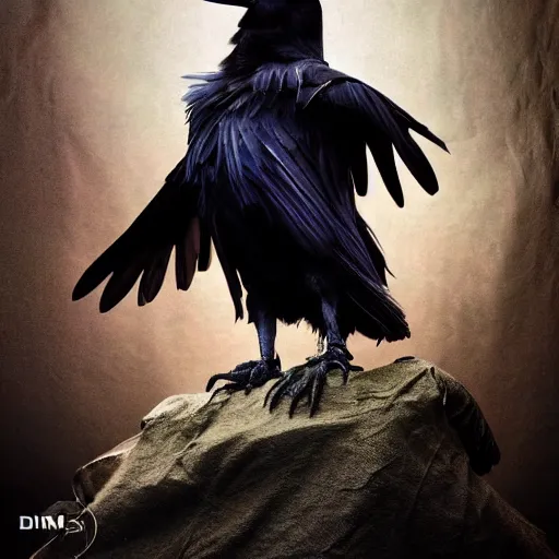 Image similar to full body pose, hyperrealistic photograph of a raven woman, dim volumetric lighting, 8 k, octane beautifully detailed render, extremely hyper detailed, intricate, epic composition, cinematic lighting, masterpiece, trending on artstation, very very detailed, stunning, hdr, smooth, sharp focus, high resolution, award, winning photo, dslr, 5 0 mm